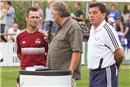 Pressekonferenz geleitet durch U. Engel nach dem Spiel mit den beiden Trainern Michael Wiesinger und Dieter Kurth.