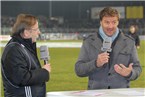 Sport1 Moderator Martin Quast (re.) mit BFV-Präsident Rainer Koch.