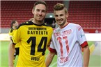 Chris Wolf und Markus Ziereis, alte Teamkollegen bei 1860 München hatten ihren Spaß. Auch nach dem Spiel.